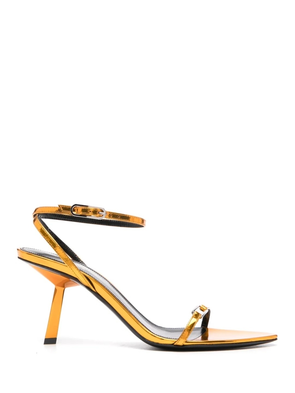 YSL Saint Laurent Metallic Gold Tangerine Kitty Sandal - Picture 2 of 13